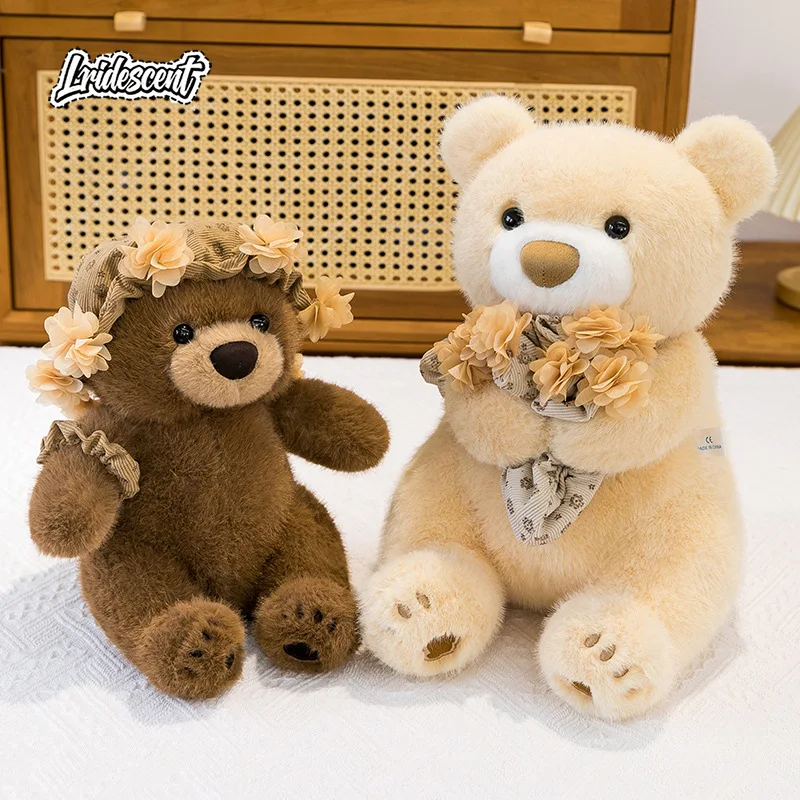 

Cute Creative Headband Bear Plush Toy Holding Bouquet Stuffed Doll Valentine's Day Confession Gift Birthday Present for Girls