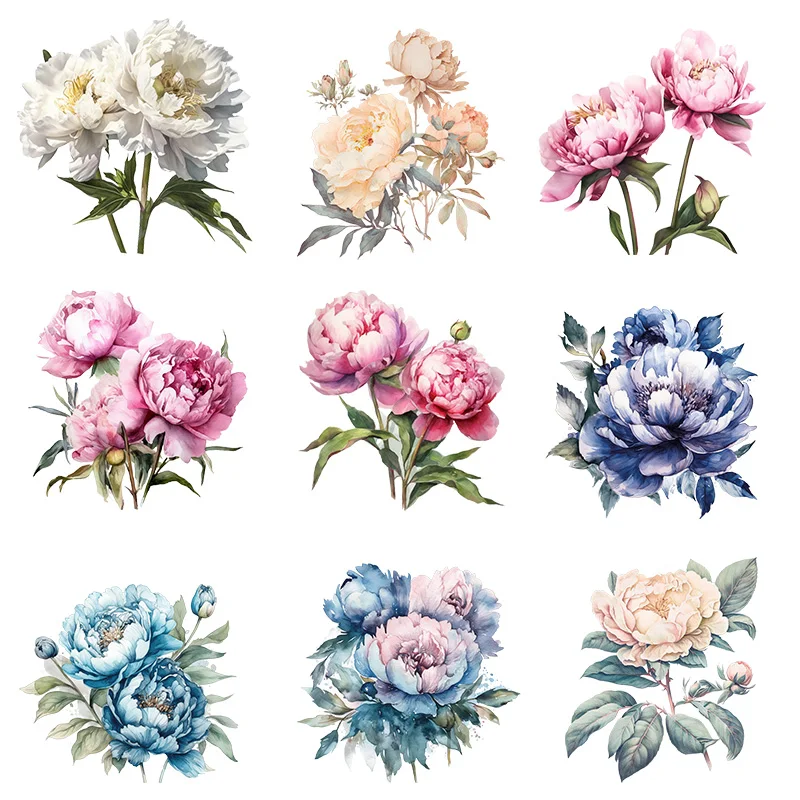 Tricolor peony dtf Iron On Patches For Clothing Heat Transfer iron on transfer for clothing patches for clothing Heat Transfer.