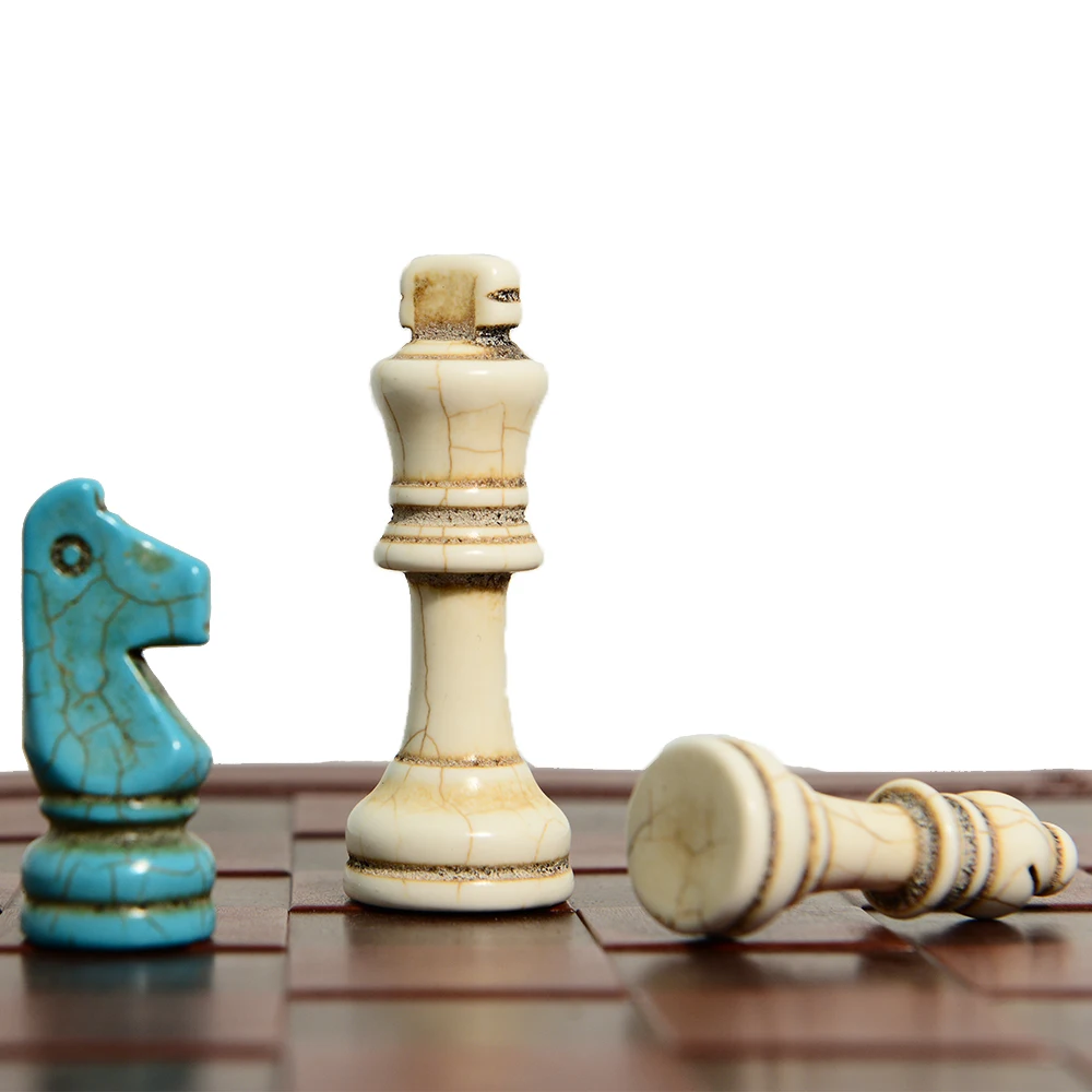 32 قطعة شطرنج جديدة مصنوعة من أزرق وأبيض وفيروزي، مناسبة للحفلات والعائلة وألعاب الطاولة وألعاب الشطرنج #4
