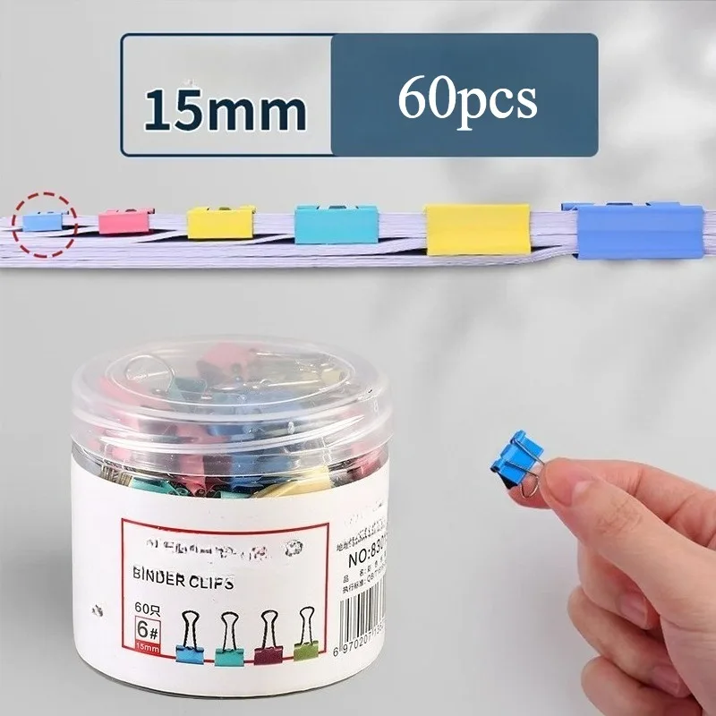60pcs Assorted Long Tail Clip Folder Set - Perfect for Office Supplies And Exam Book Clips, A4 Paper, Envelopes, Books, Etc