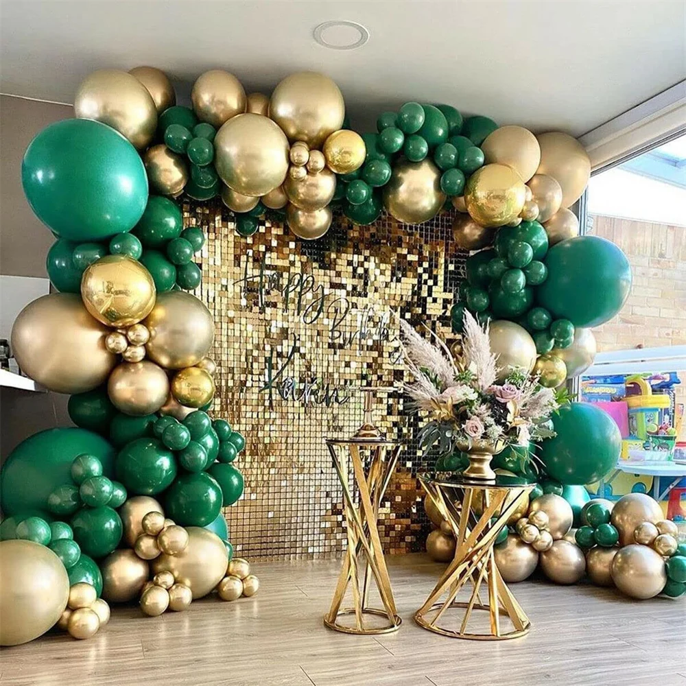 

135Pcs Green Gold Balloon Arch Garland Kit Metallic Gold Dark Green Latex Balloons for Birthday Baby Shower Wedding Decorations