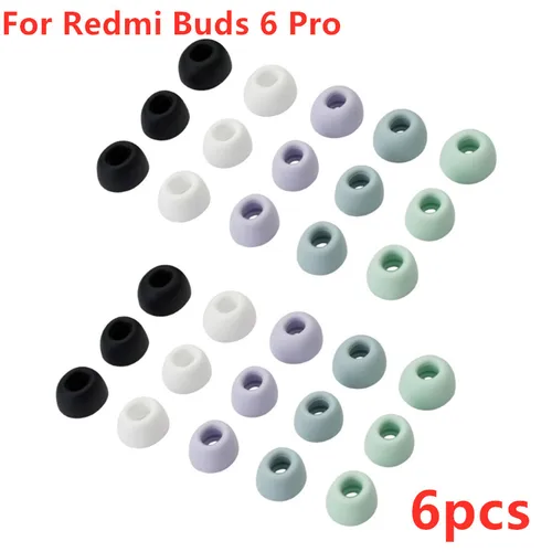 6 uds almohadillas de silicona para Xiaomi Redmi Buds 6 6Pro 5 5Pro 4 4Pro auriculares almohadillas para los oídos tapas tapones para los oídos con cancelación de ruido