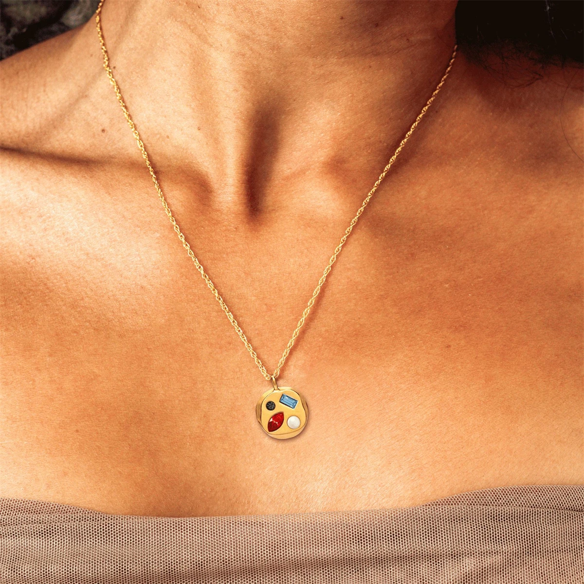 New colored zircon December birthstone with beautiful symbolism, birthday gift for mom, necklace, collarbone chain