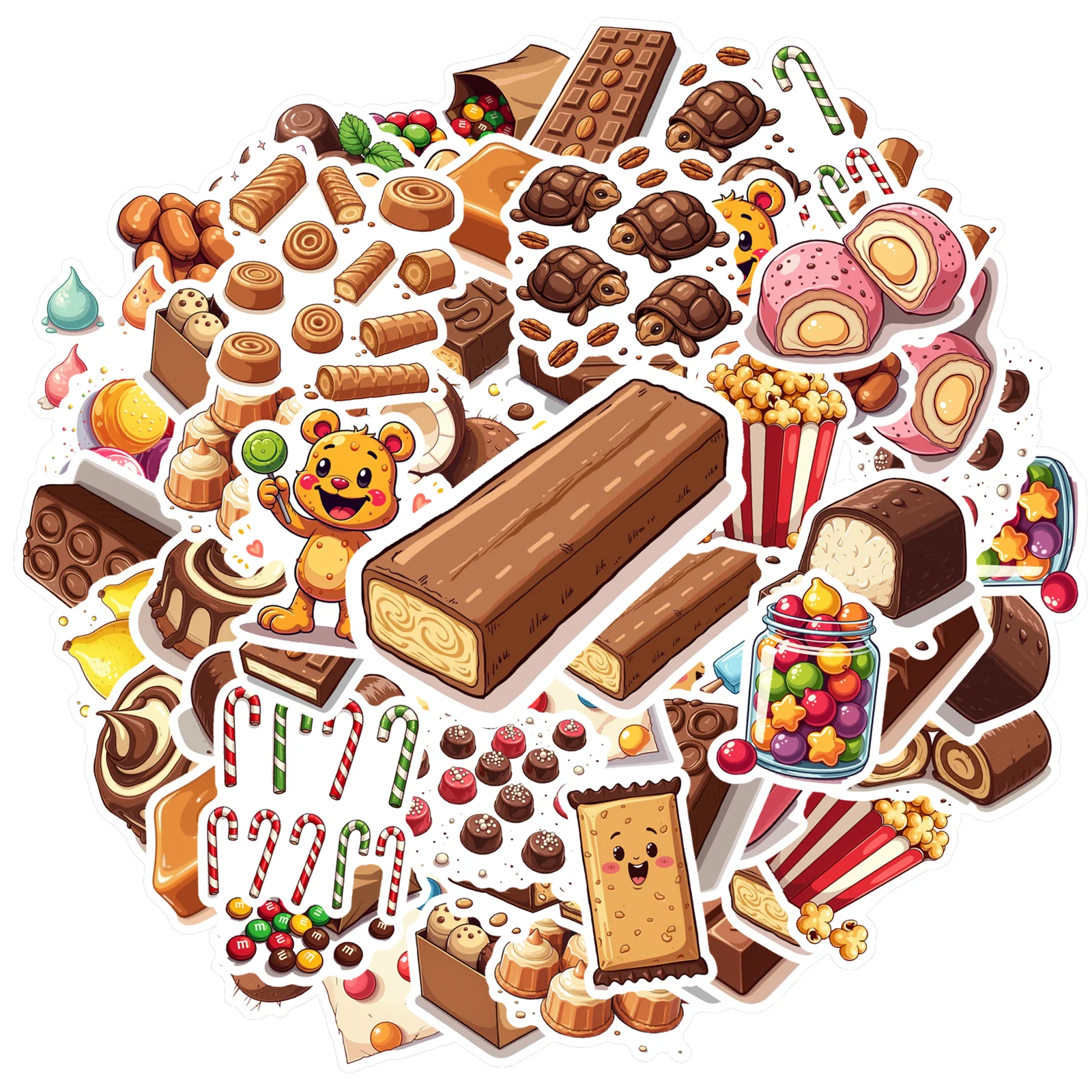 35pcs-100pcs Cute Snacks Decals Cartoon Candy Sticker Pack Funny Stickers For Suitcase Toys Fridge