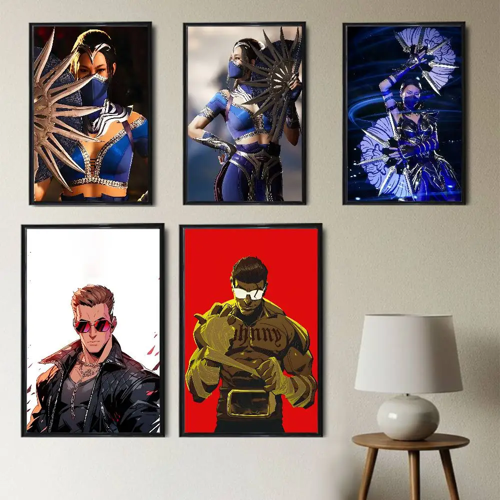 Johnny Cage Kitana Mortal Kombat High Quality Dorm Living Room Aesthetic Wall Decoration Painting Poster Stickers Gift