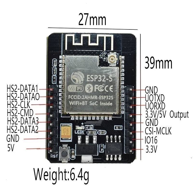 Placa do desenvolvimento com módulo da câmera, ESP32-CAM WiFi + Bluetooth, OV2640, ESP32