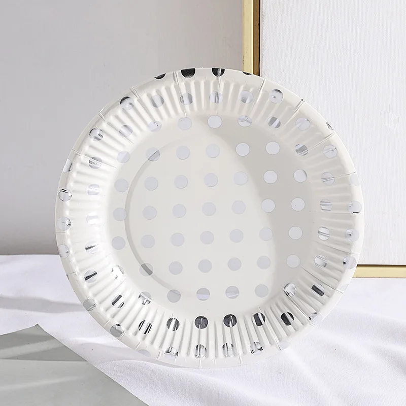 White and Gold Party Supplies Disposable Tableware Set Silver Party Paper Plates Birthday Party Decor Bridal Shower Supplies