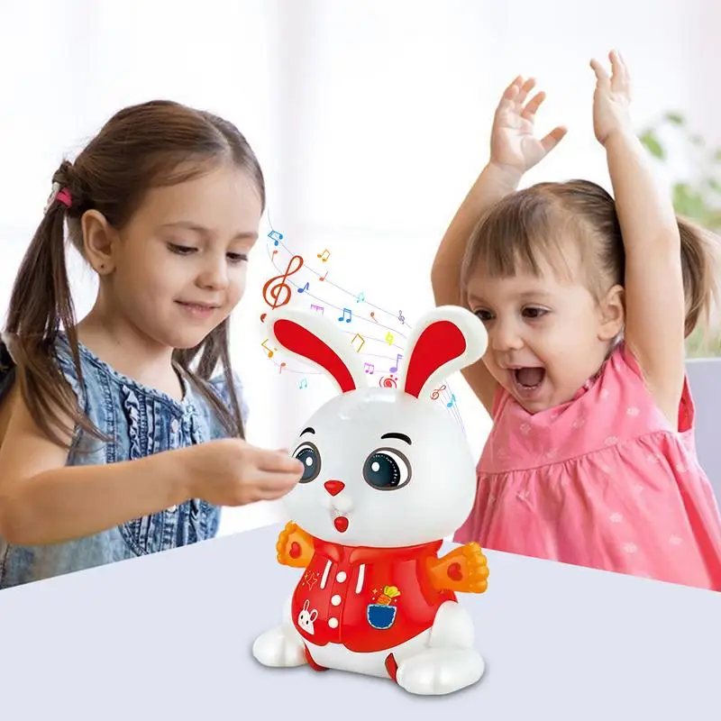 Conejo para gatear, juguete educativo para niños, conejo bonito, conejito bailando iluminado con música para niños y niñas, cumpleaños para niños pequeños