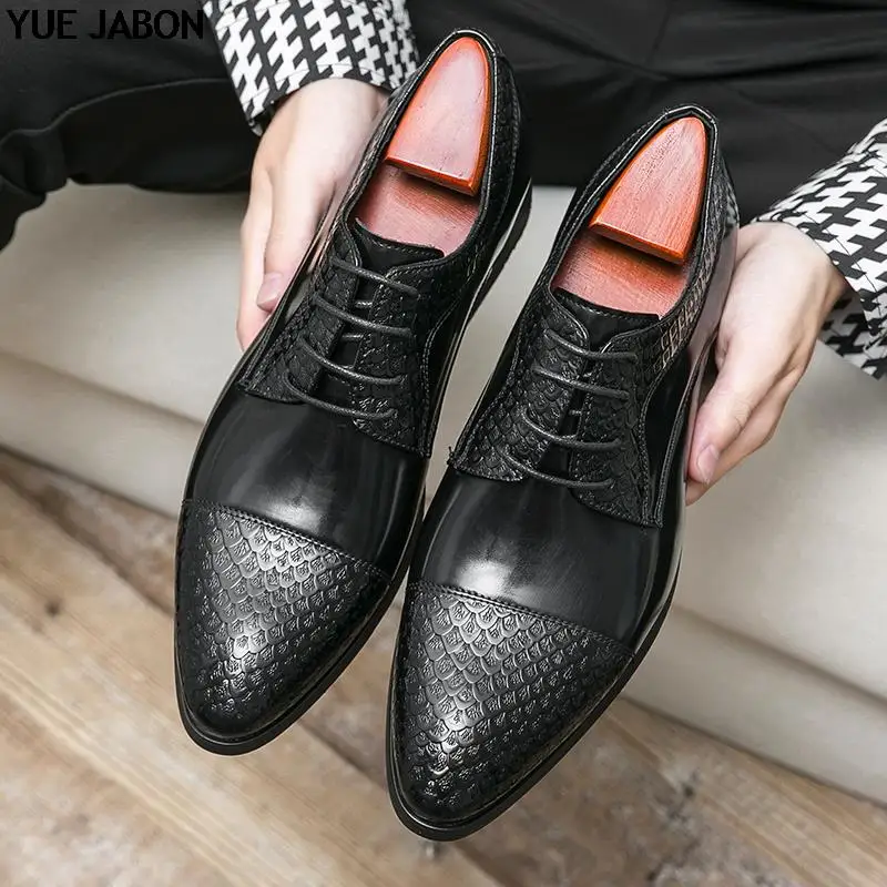 New Black Oxfords Shoes for Men Round Toe Lace-up Spring Autumn Dress Business Men's Shoes Zapatos De Hombre Size 38-48