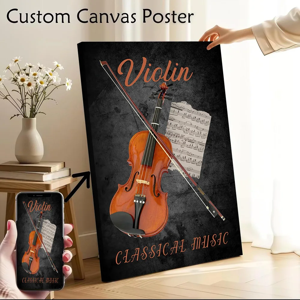 Violin Classical Music Canvas Poster Customizable Pictures Wall Art Canvas Painting for Home Decorations Interior Decoration