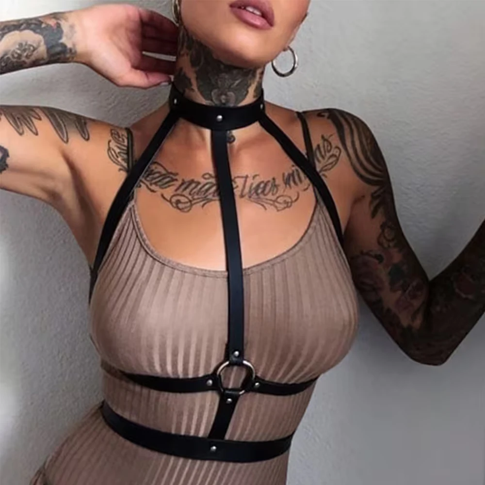 Fashion PU Leather Harness Belt for Women Gothic Punk Y2K Exotic Waist Belt Adjustable Accessories Daily Wear