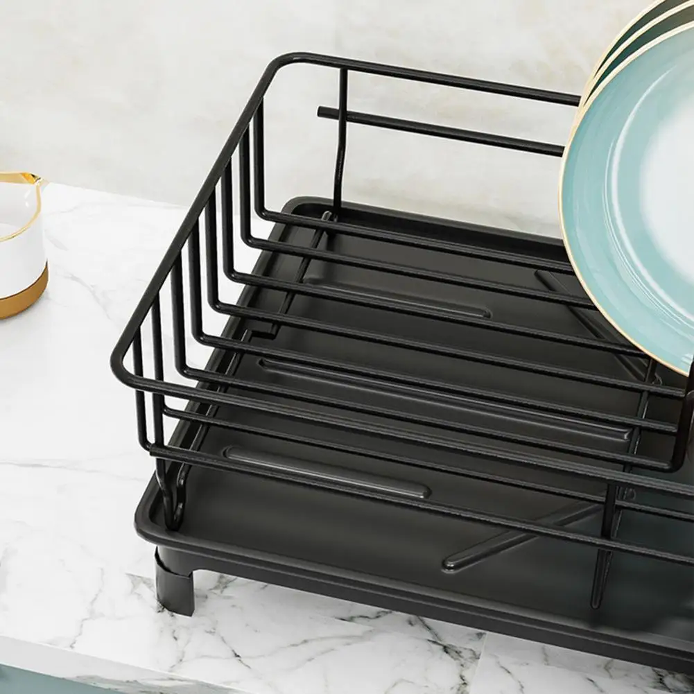 Anti-rust Kitchen Rack Sink Storage Rack with Side Fence High Dish Drying Organizer Kitchen Cups Bowls Holder for Efficient