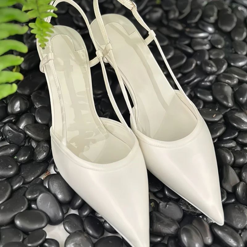 Ankle Strap Shoes for Ladies Pointed Toes Kitten Heels Sewing Lines Female Sandals Solid Chassure Femme Solid Zapatos De Mujer