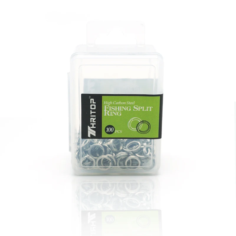 Thritop-anillo dividido de pesca, Conector de cambio rápido de doble bucle para señuelos, herramientas de accesorios divididos de acero inoxidable, 100 Uds.