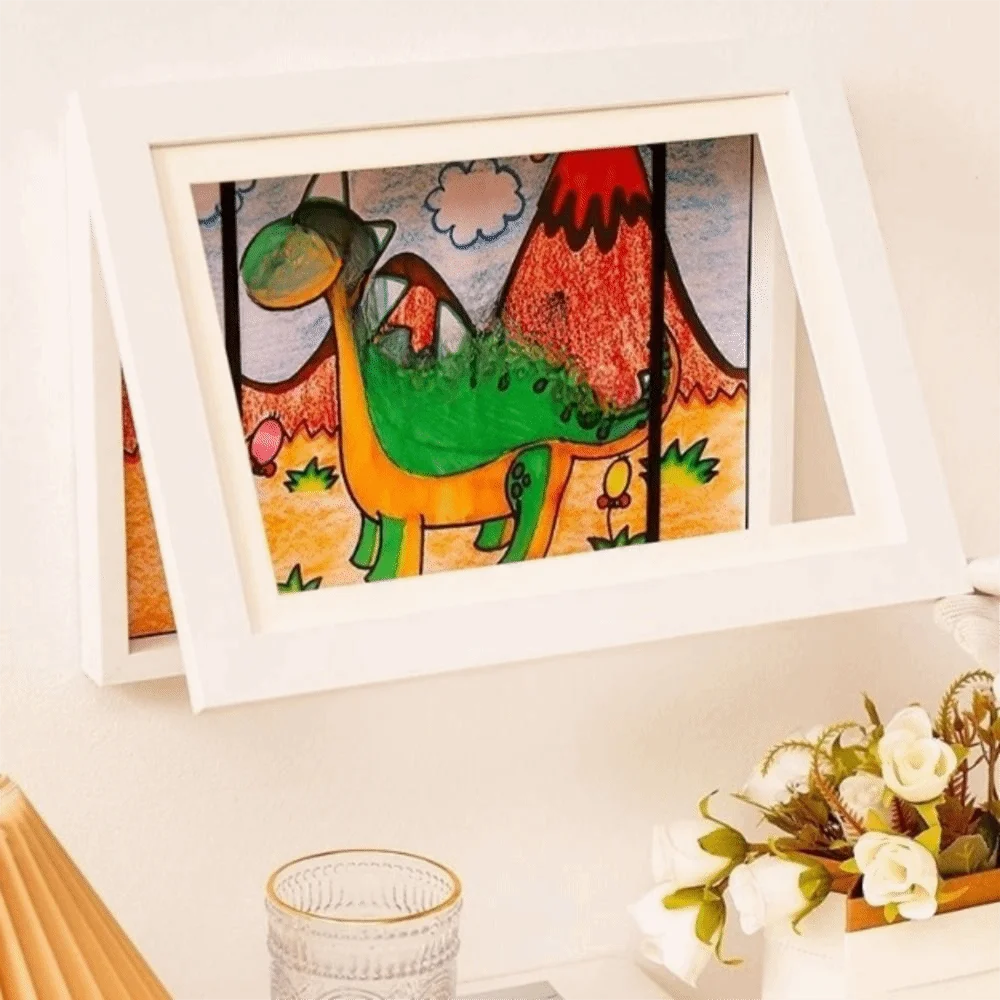 A4/A3 Magnetic Flip Photo Frame Elastic Straps Changeable Flip Art Photo Frame Front Opening Work Display Frame