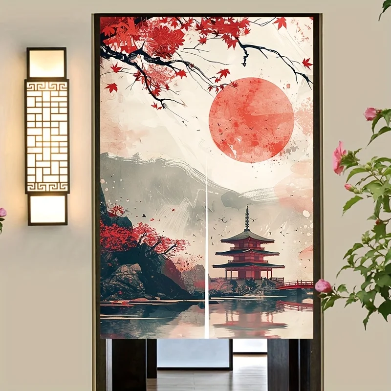 Japanese Cherry Blossom Sakura Door Curtain Room Divider Screen Panel Oriental Zen Asian Home Decor Art Privacy Room Separator W