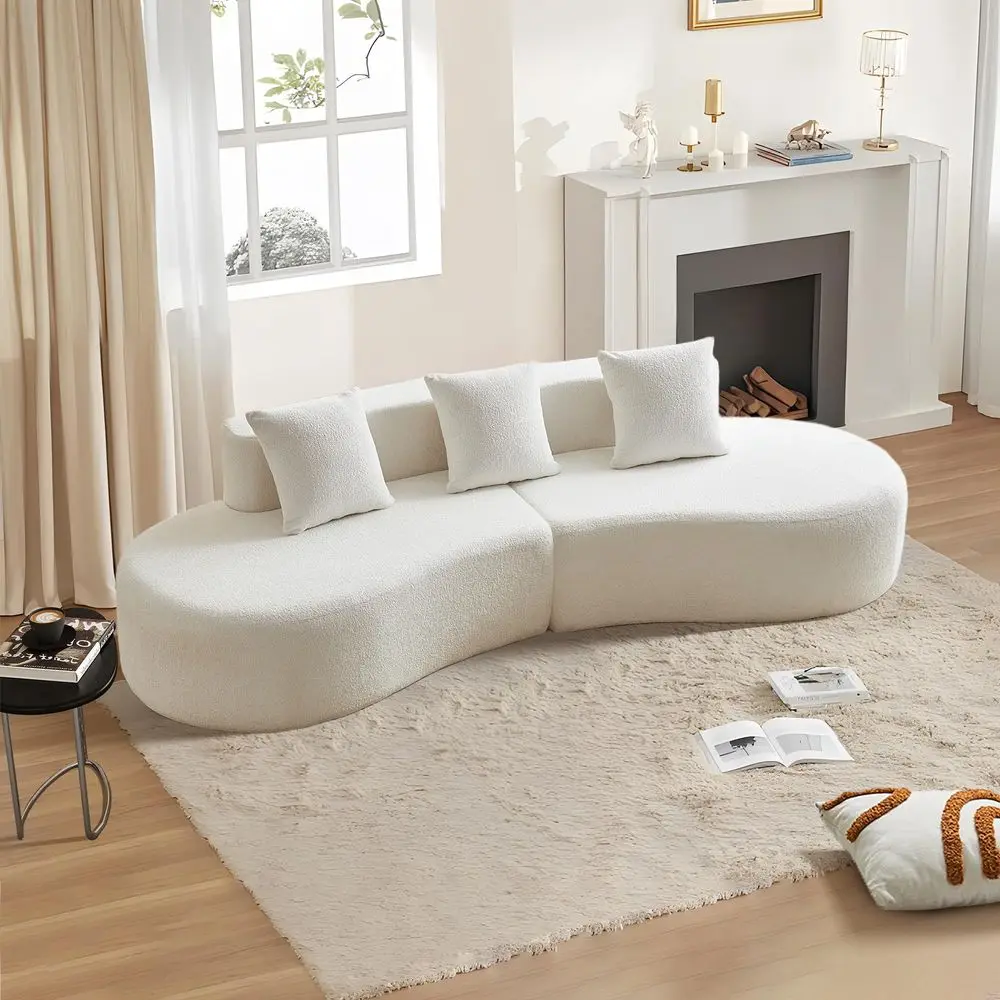 

Modern Curved Sofa, Velvet 4 Seater Cloud Sectional Couch for Living Room, Boneless Sectional Couches,Oversized Deep Seat Foam