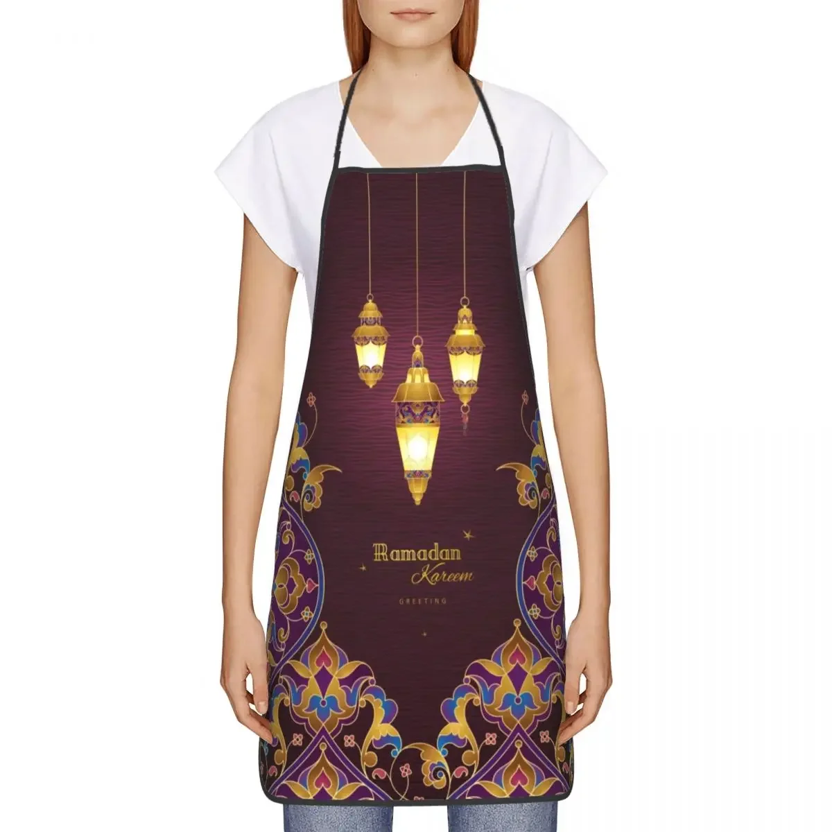 Custom Bib Ramadan Kareem Gift Aprons for Men Women Unisex Adult Chef Cooking Kitchen Muslim Islamic Eid Mubarak Tablier Cuisine