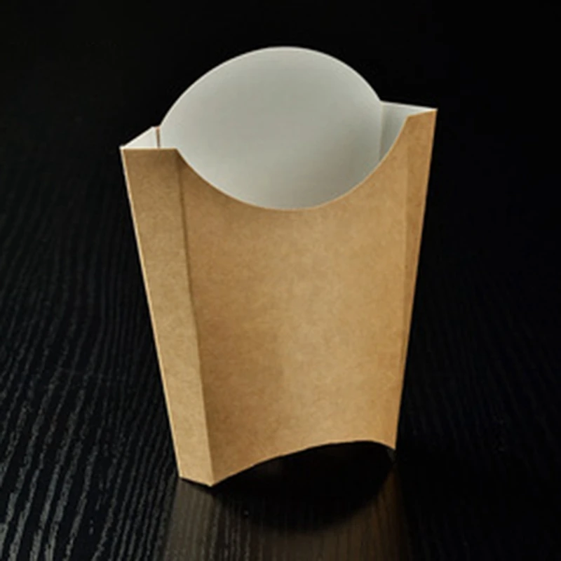 100Pcs Kraft Paper French Fries Box Disposable Snack Oil Proof Box Takeout Packing Box Snack Carton