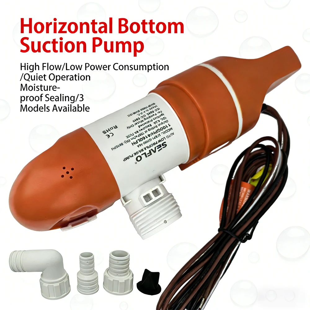 DC12V/24V Submersible Pump,Horizontal Automatic Boat Cabin Bottom Water Pump,Suitable for Pumping Water in Ship Cabins/Campers