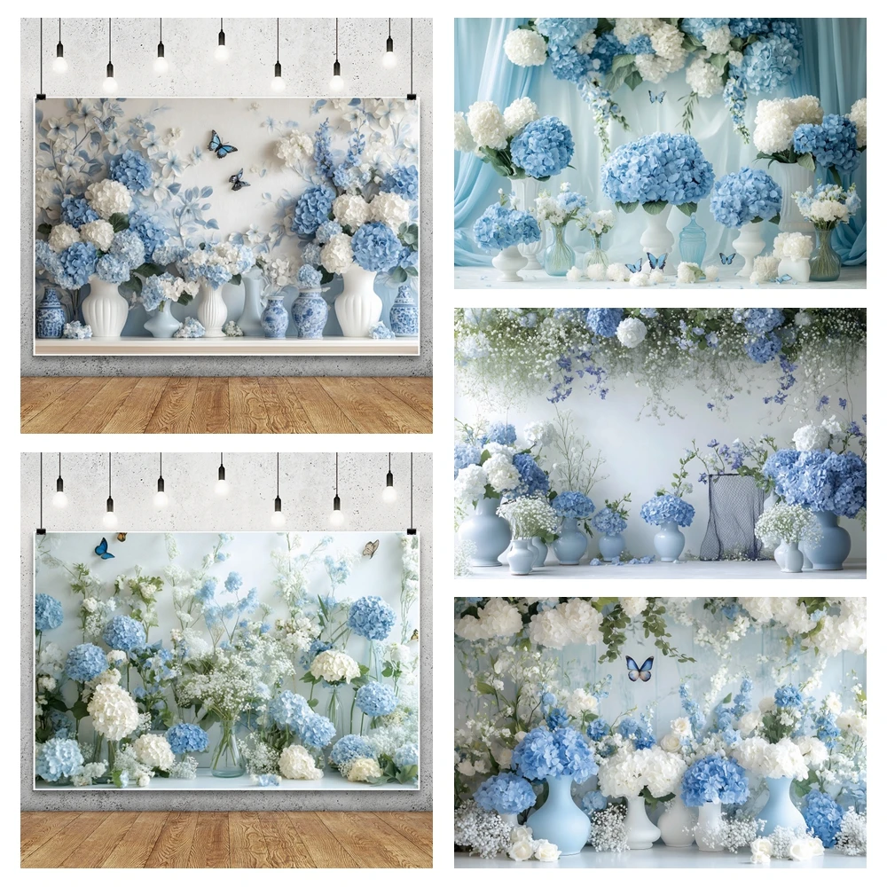 

Wedding Backdrop Blue Butterfly Flower Curtain Bridal Shower Party Living Room Decor Photography Background Photo Studio Props