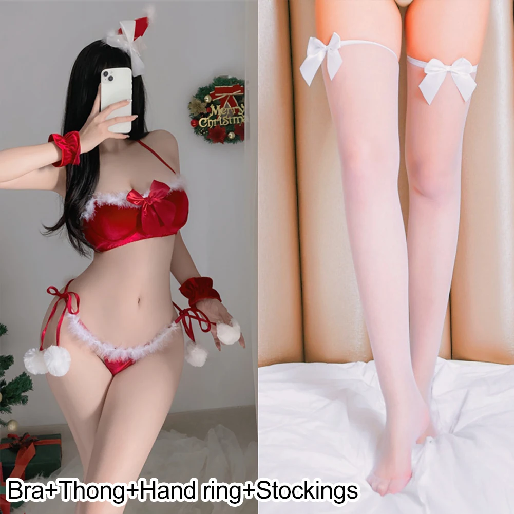 Women Bodysuit Sexy Lingerie Cosplay Seduction Christmas Costume Plush Erotic Exotic Transparent Mesh Nightdress Babydolls