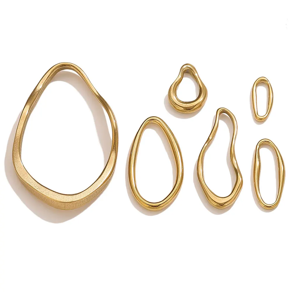 5 Stück Edelstahl vergoldet Verbinder Charms Schmuckherstellung Zubehör für DIY unregelmäßige Lünette Damen Ohrringe Halskette – Detail 1