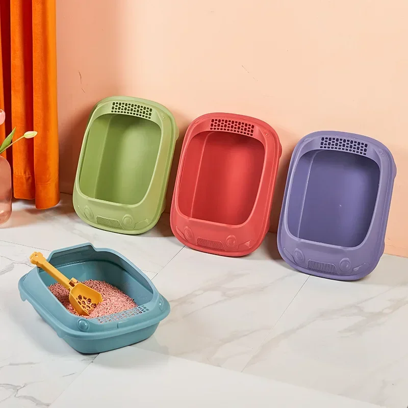 

pet toilet cat antislide tray open toilet car top type litter box Large capacity litter box semiclosed plastic litter box