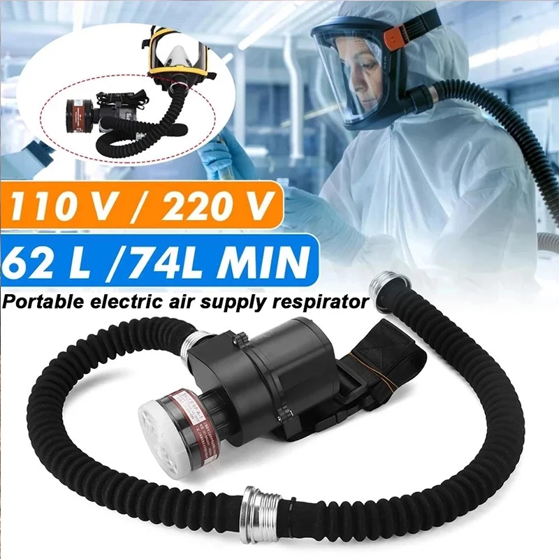 Electric Constant Flow Air Supplied Fed Respirator Half Face Gas Mask Pump 2 Pipe Respirator Coal Mine Industry Dust Protection