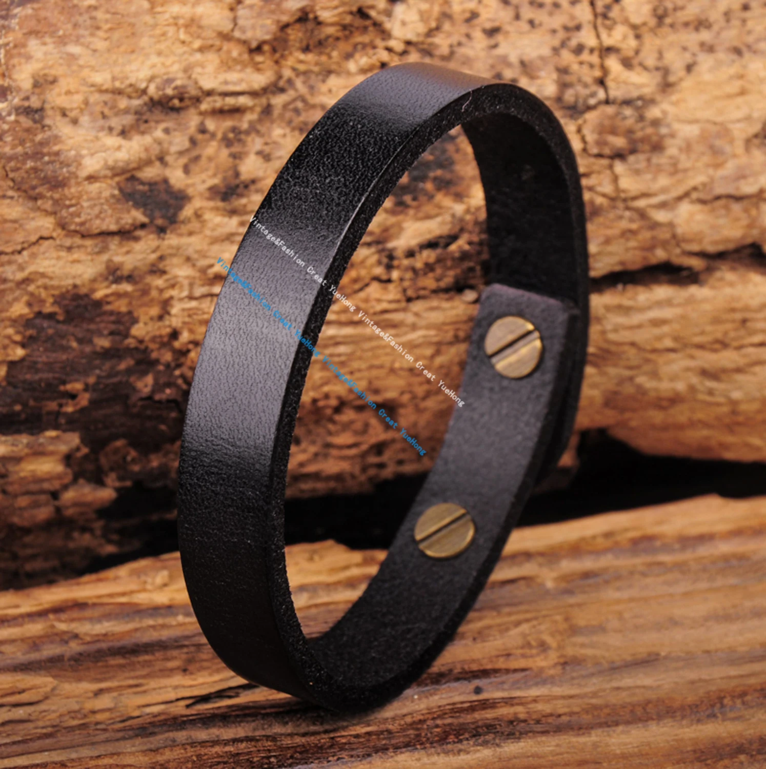 G370 Black Simply Stylish Single Band Genuine Leather Bracelet Wristband Women\'s