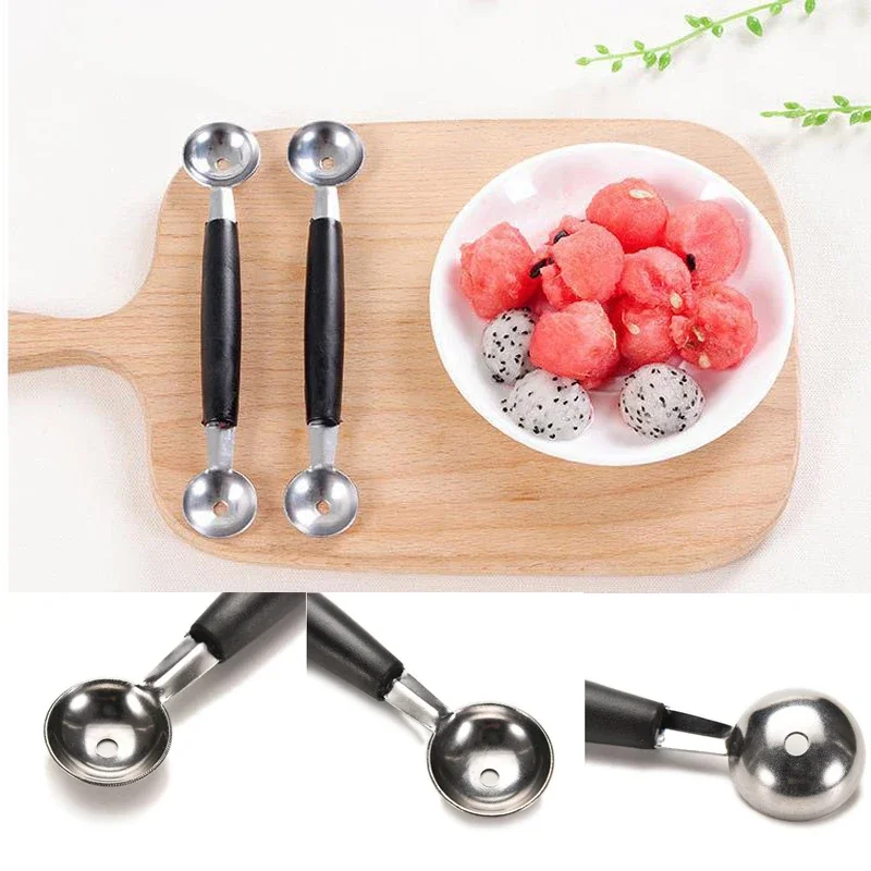 Kitchen Gadgets Double-Headed Multi-purpose Stainless Steel Watermelon Digger Fruit Spoon Digging Ball Spoon Kitchen Accessories