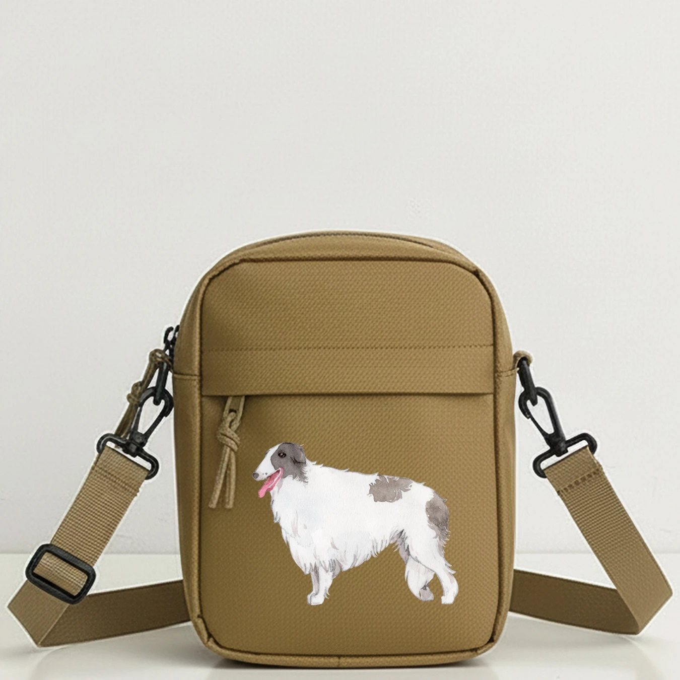 Cute Dog Print Shoulder Bag with Removable Strap, Zipper Closure, Spacious Tote for Travel, Concert, Shopping, Daily Use