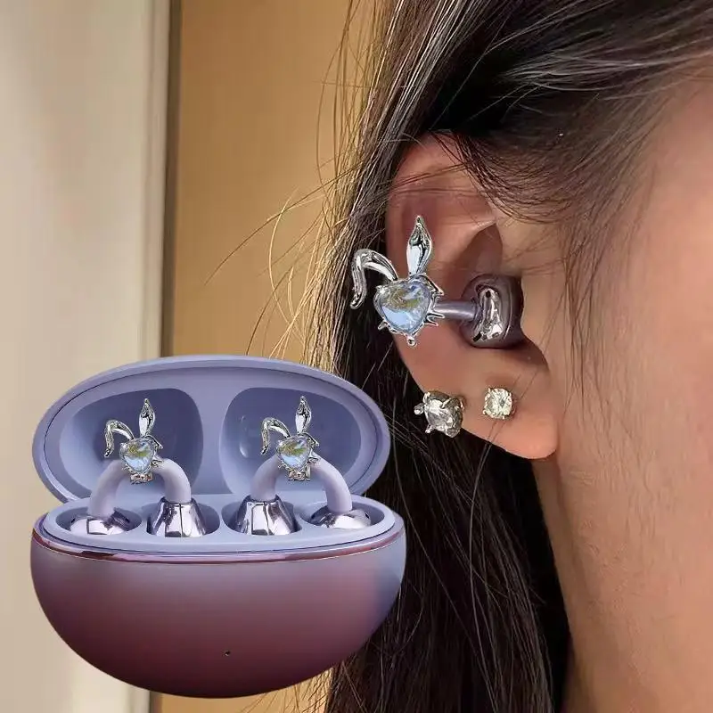 1Pc Crystal Decor Wireless Bluetooth Earbuds With HiFi Stereo Sound Long Playtime For Sports Workout Commute Women