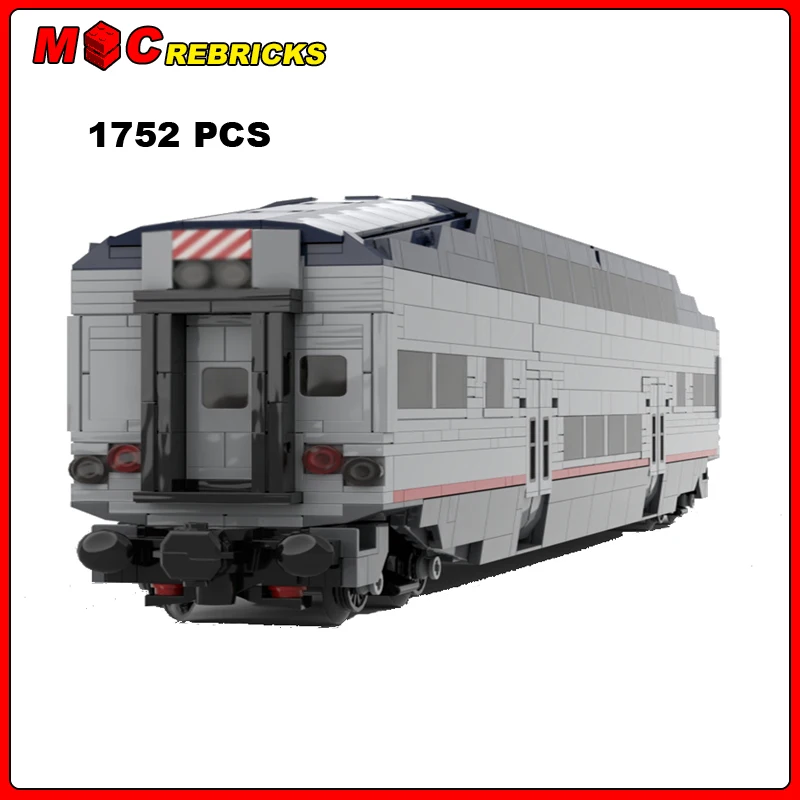 MOC Train Series Amtrak Passenger Cars Transportation Model DIY Assemble Building Block Blocks Boys Puzzle Toys Kids Xmas Gift