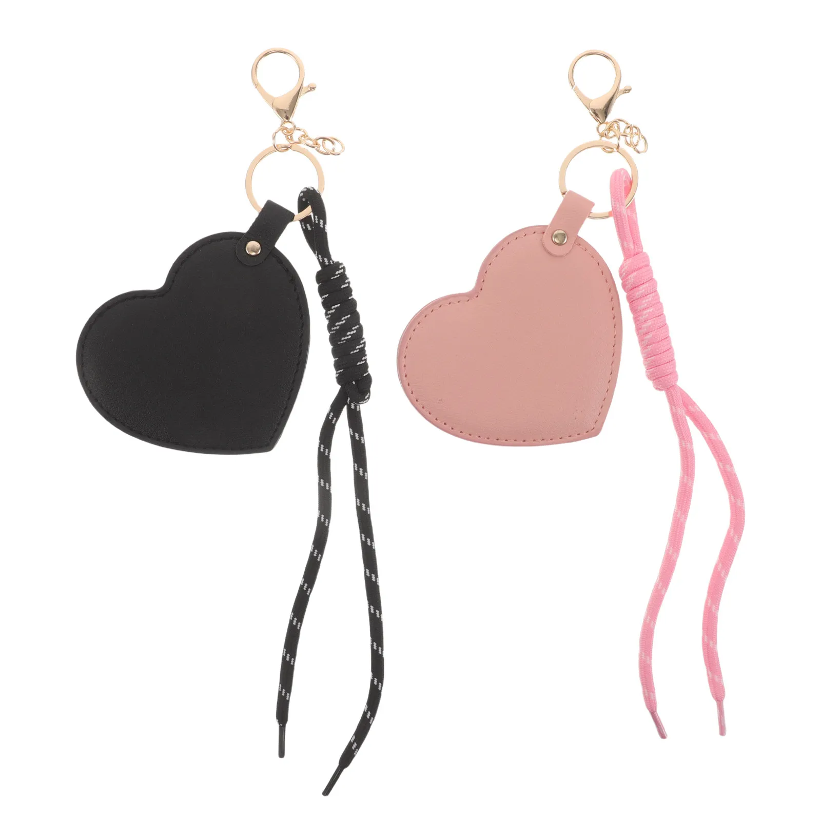 

Набор из 2 компактных зеркал в форме сердца из ПУ, стильные портативные дорожные мини-зеркала для макияжа и коррекции, ручные, для сумочки