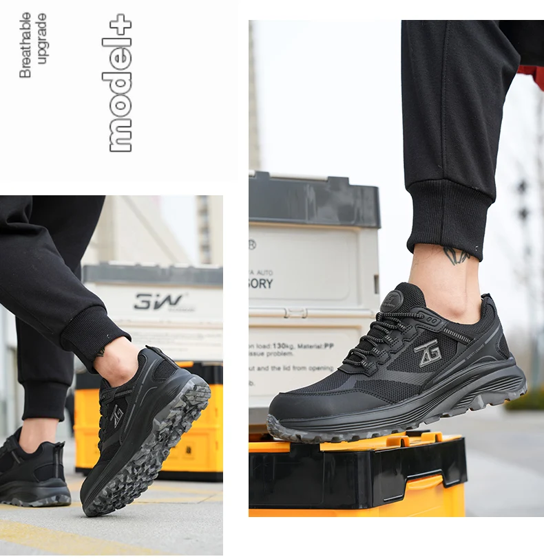 High-quality Work Sneakers For Men Safety Shoes European Standards Protective Shoes Puncture-Proof Steel Toe Shoes Work Boots