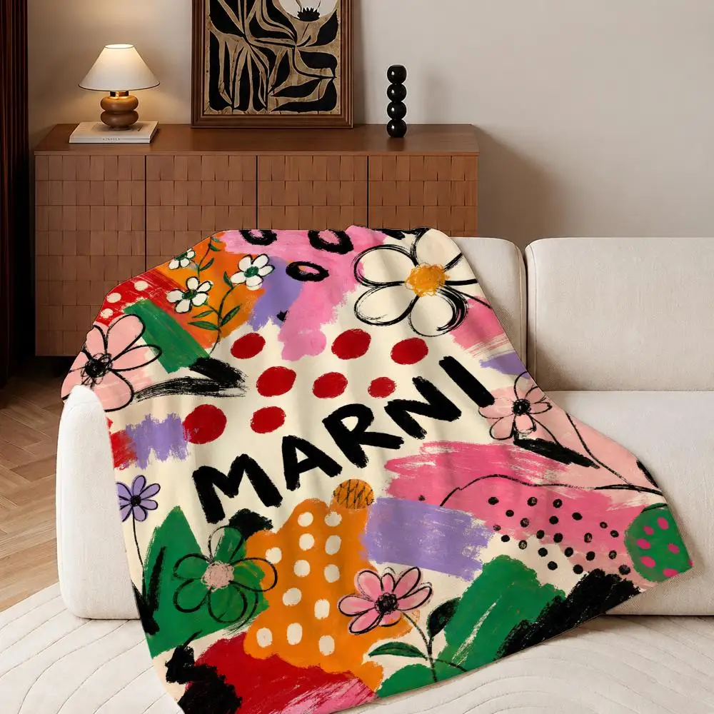 Brand MARNI Throw Plush Flannel Throw Blanket, Sofa Bed Travel Picnic Home Textile Decor