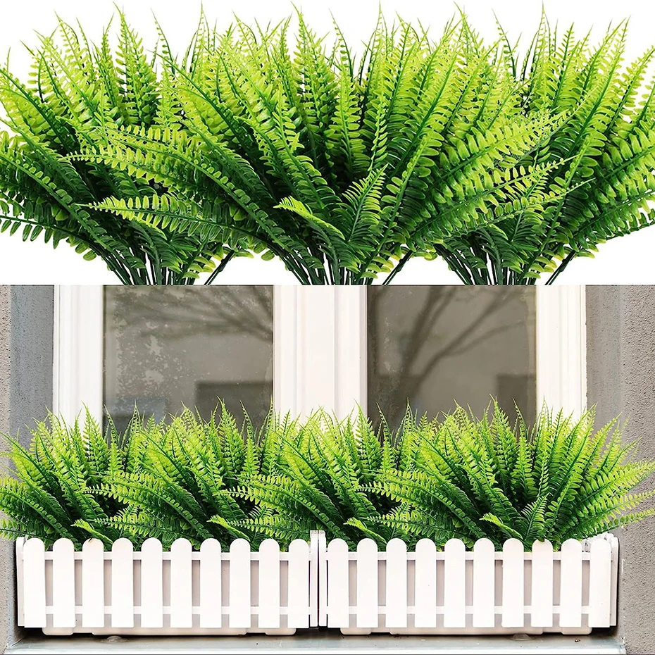 Fake Plastic Plants Decorations With 7 Branchs UV Resistant For Outdoor Home Kitchen Decor Garden Decoration Artificial Plants