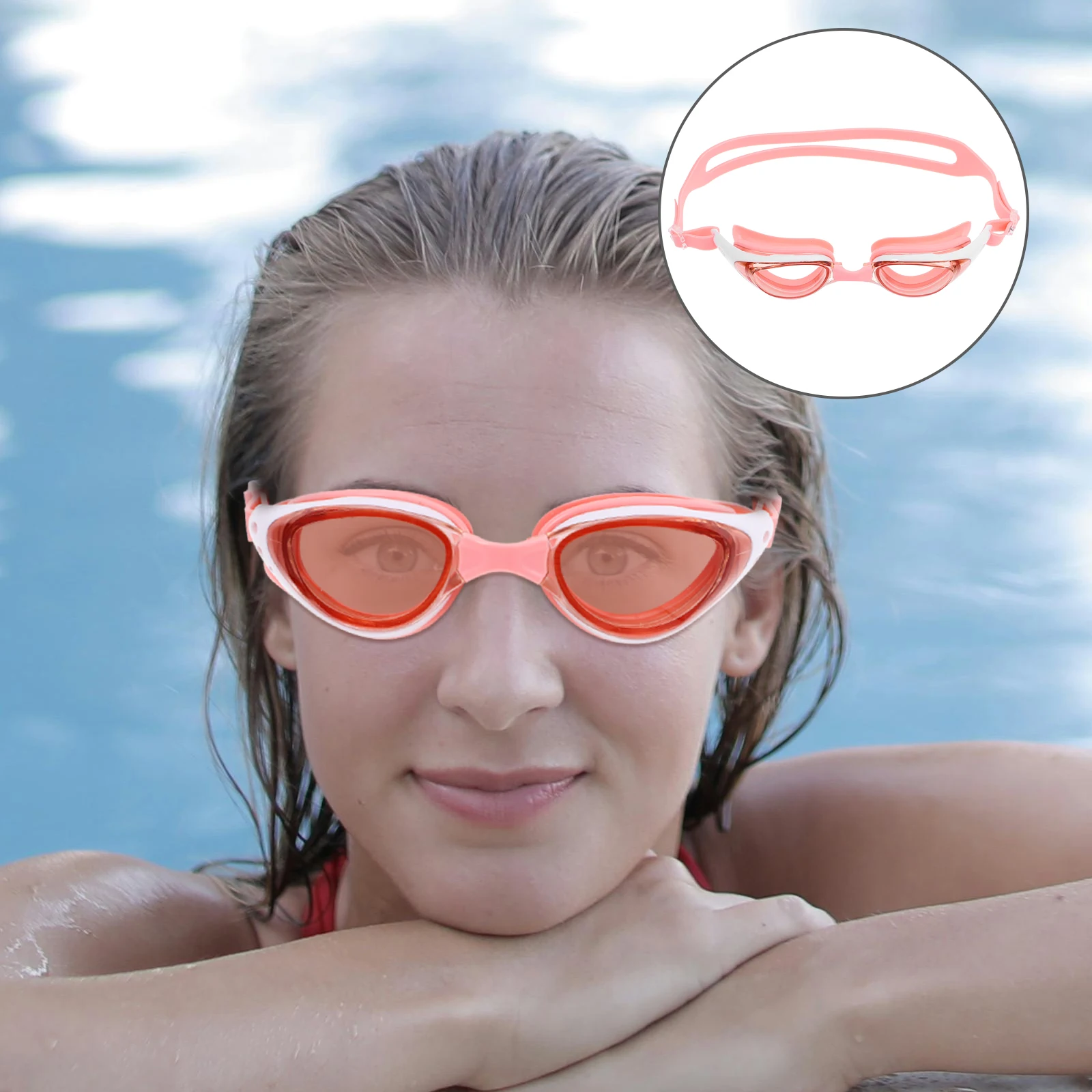 

Anti-Fog Swimming Goggles with Adjustable Strap for Pool Beach Adult Pink Adjustable Swimming Goggles