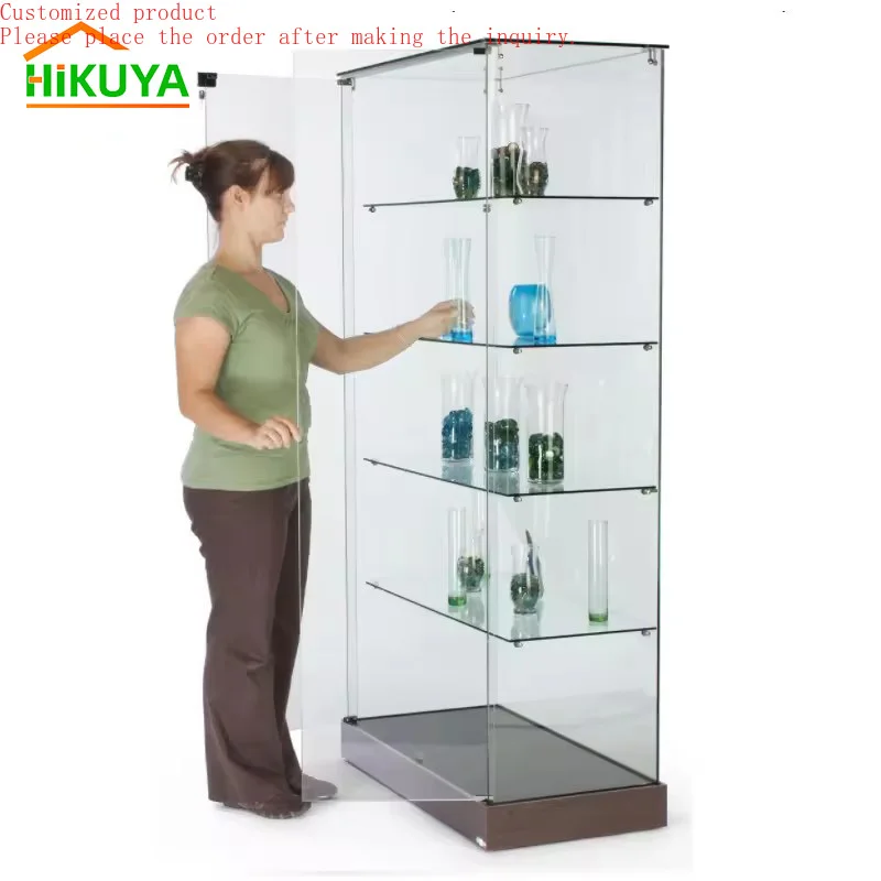 

Custom.Factory Direct Frameless LED Light Full Vision Glass Display Cabinet With Lock