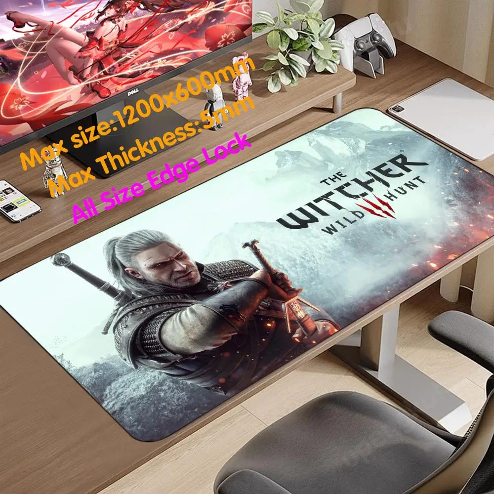 T_the W_witcher 3  Mouse Pad High-end E-sports Mouse Pad 1200x600 Mouse Pad 5mm Thicking Super Big Large Desk Mat All Size