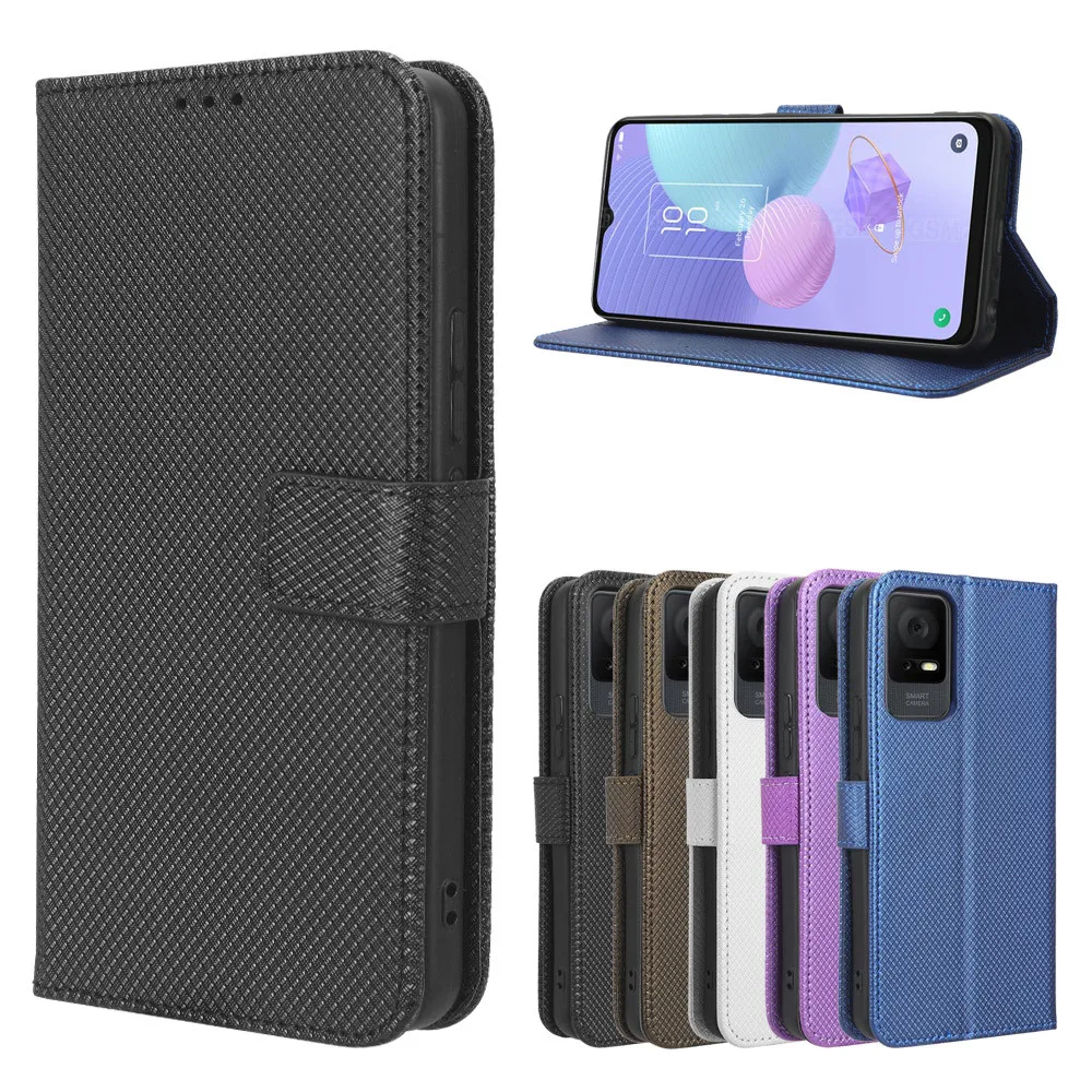 Funda de cuero protectora para TCL 408, funda con soporte abatible para TCL 408, TCL408, funda tipo billetera con soporte para tarjetas, funda para teléfono