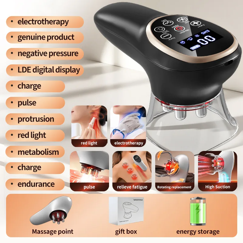 Vacuum Cupping Machine EMS Vibration Slimming Instrument Heating Home Massage Instrument Beauty Body Scraping Instrument