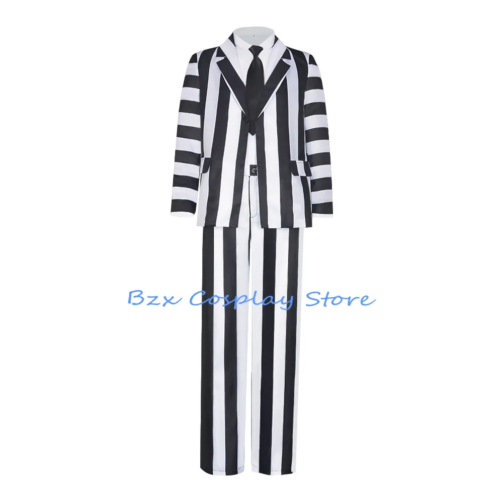 Costume de Cosplay Clown d'Horreur pour Homme, Uniforme à Rayures, Manteau Imbibé, Pantalon, Tenue de ixd'Halloween, Vêtements Adam