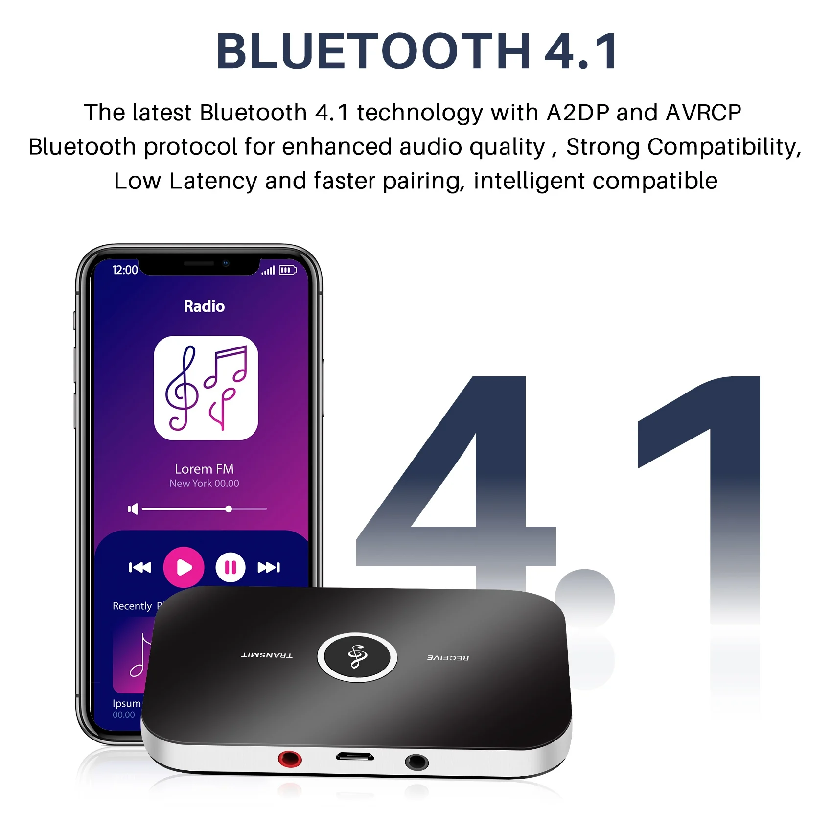 A62T-محول صوت بلوتوث-جهاز إرسال واستقبال بلوتوث 4.1، طقم محول صوت لاسلكي 2 في 1 3.5 ملم للتلفزيون/المنزل