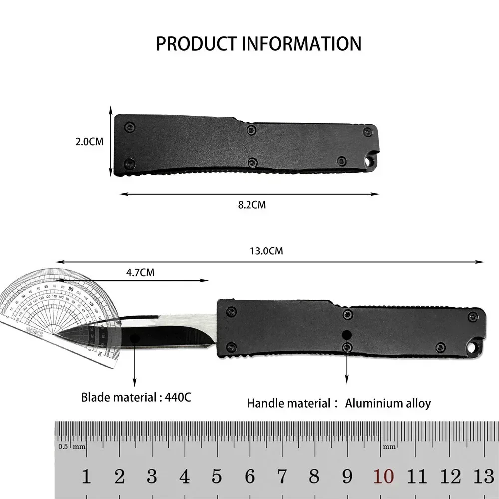 มีดมินิ 440C ใบมีดอลูมิเนียมอัลลอยด์กลางแจ้ง Camping EDC เครื่องมือเดินป่า Survival Self Defense มีดผลไม้