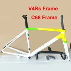 New 2025 V4rs Road Bike Carbon Frame C68 carbon bicycle frame disc brakes v4rs bike frame with handlebar