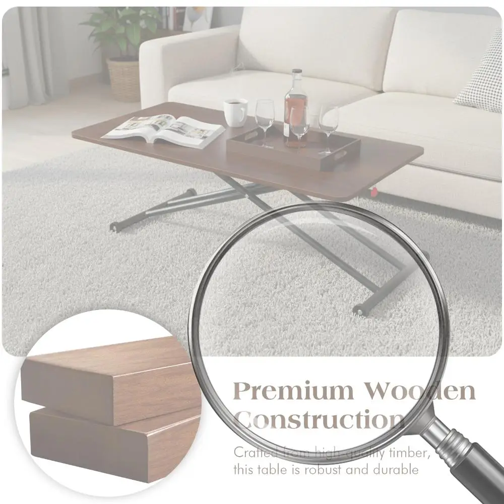 

Coffee Table Storage Shelf Folding with Rollers Floor Tea Table Wooden Modern X Shaped Support for Living Room Home