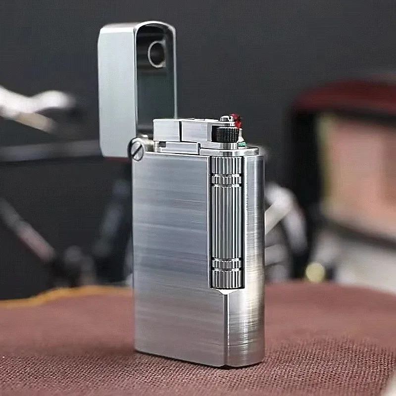 CNC High-End Precision Oil Lighter Full 316 Stainless Steel Kerosen Lighter Rare Wooden Gift Box Packaging Smoking Collect