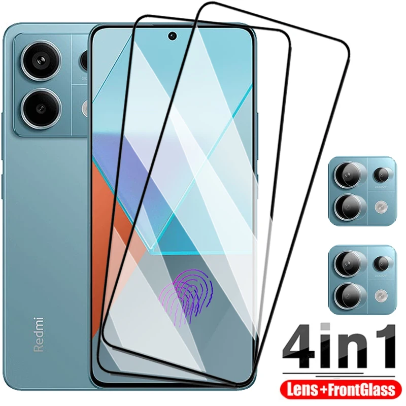 Vidrio templado completo 4 en 1 para Xiaomi Redmi Note 13 12 11 Pro Plus 11S 12S 10S 10 9T 8T 9 8 K40 K50 Pro película protectora de pantalla para lente
